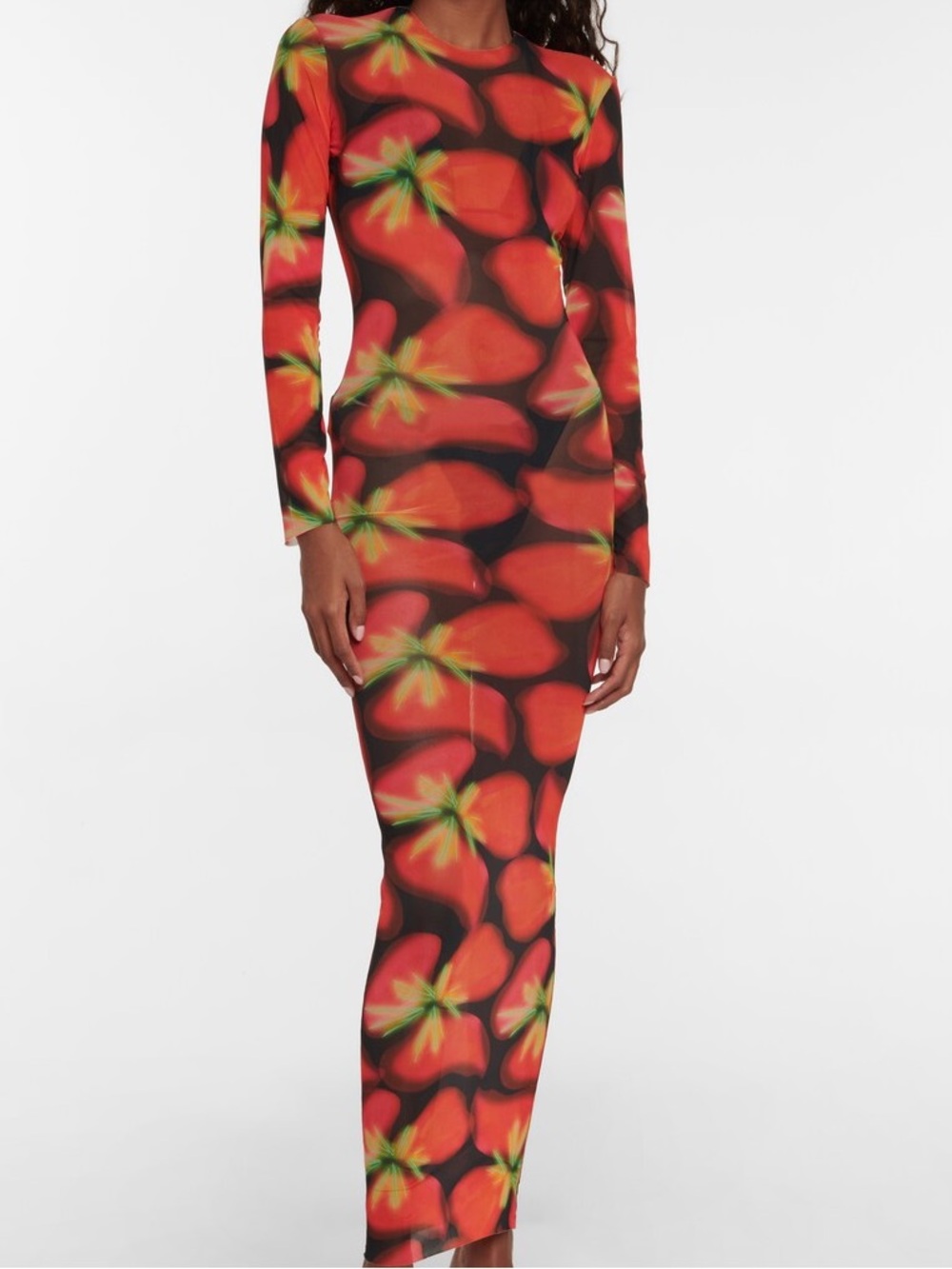 Louisa Ballou High Tide printed mesh dress in red size XS - Picture 2 of 7
